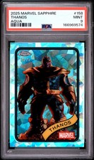 2025 TOPPS CHROME MARVEL SAPPHIRE EDITION AQUA #158 THANOS 24/75 PSA 9