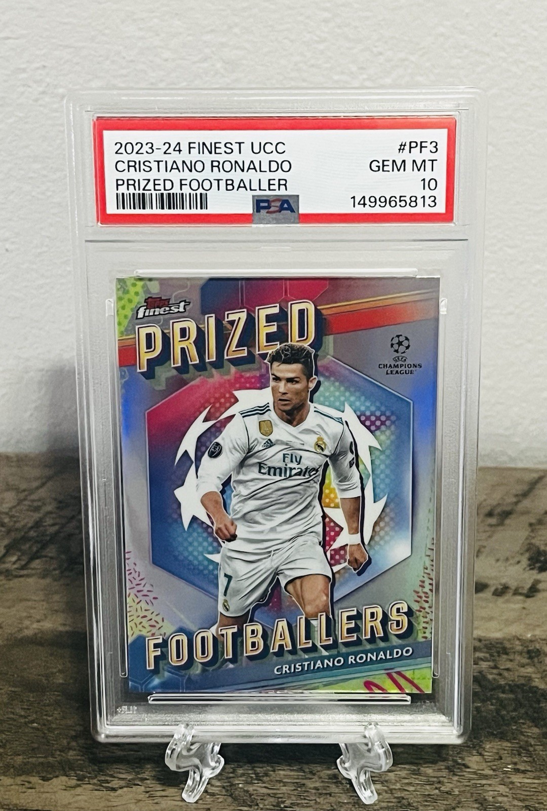 2023-24 Topps Finest UEFA Cristiano Ronaldo Prized Footballers #PF-3 PSA 10 view 5