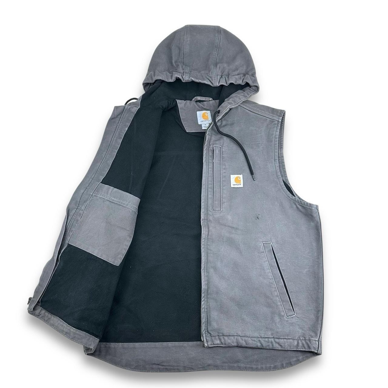 Vintage Carhartt 103837 GVL Hooded Utility Work Vest Gilet, Grey, Medium (CB828) image 3