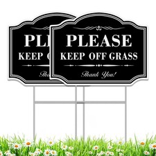 2 Pack Keep Off Grass Sign, Keep Dogs Off Sign for Lawn, 12.5x9.5 inches Corr...