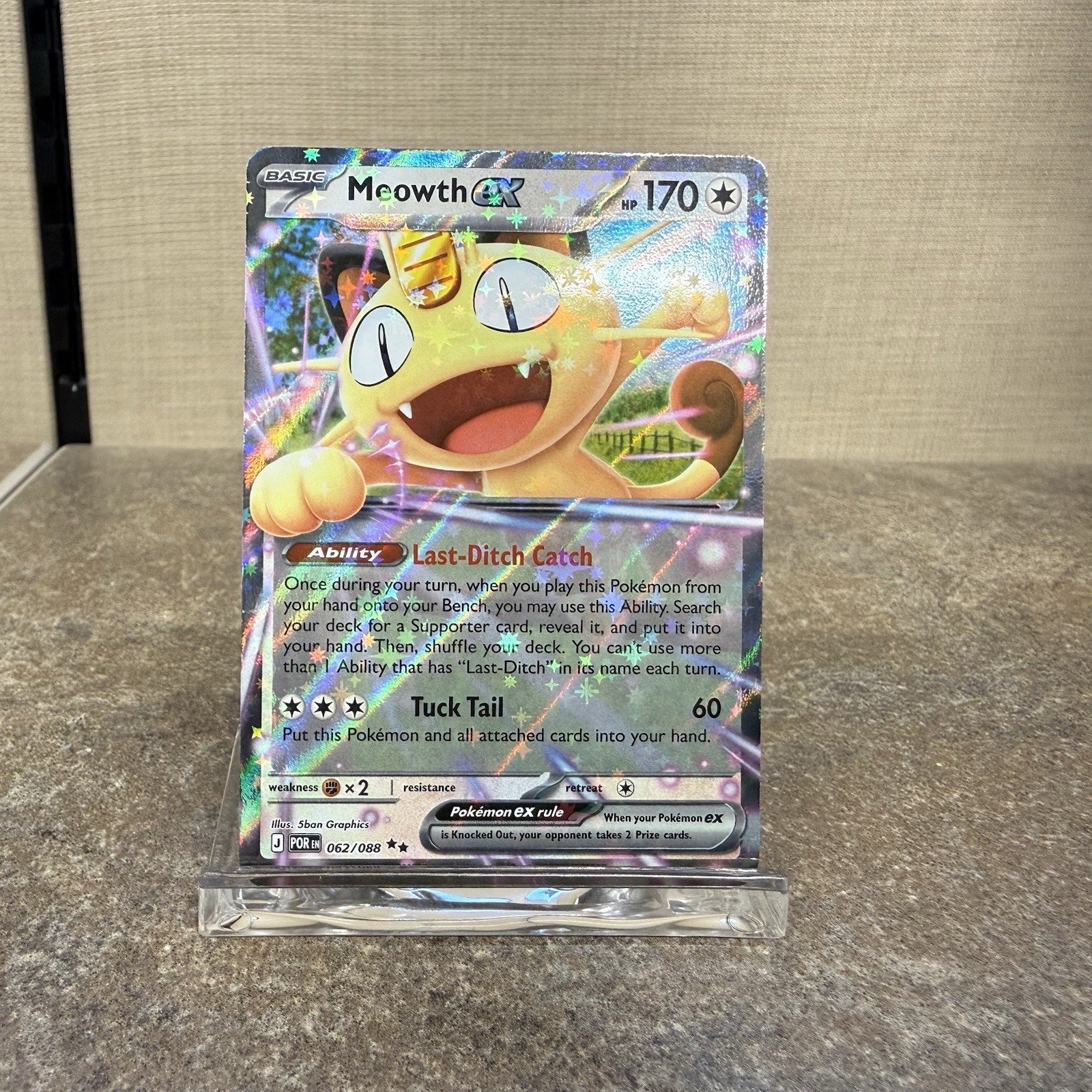 Pokemon Card Meowth Ex Holo 62/88 Perfect Order NM