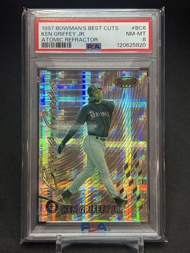 1997 BOWMAN’S BEST CUTS ATOMIC REFRACTOR KEN GRIFFEY JR. PSA 8