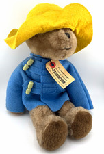 Vintage 1978 Eden Toys Paddington Bear 10  Plush Bear Blue Coat Yellow Hat w Tag