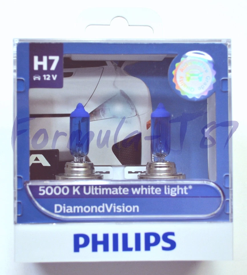 Philips Diamond White 5000K H7 55W Two Bulbs Head Light High Beam Replace Stock - Image 2 of 4
