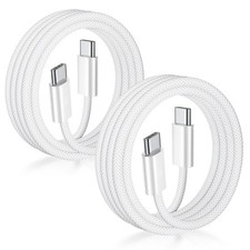 USB C to C Cable 3FT Certified 2Pack 60W usbc Woven Fast 2pack-3ft, White