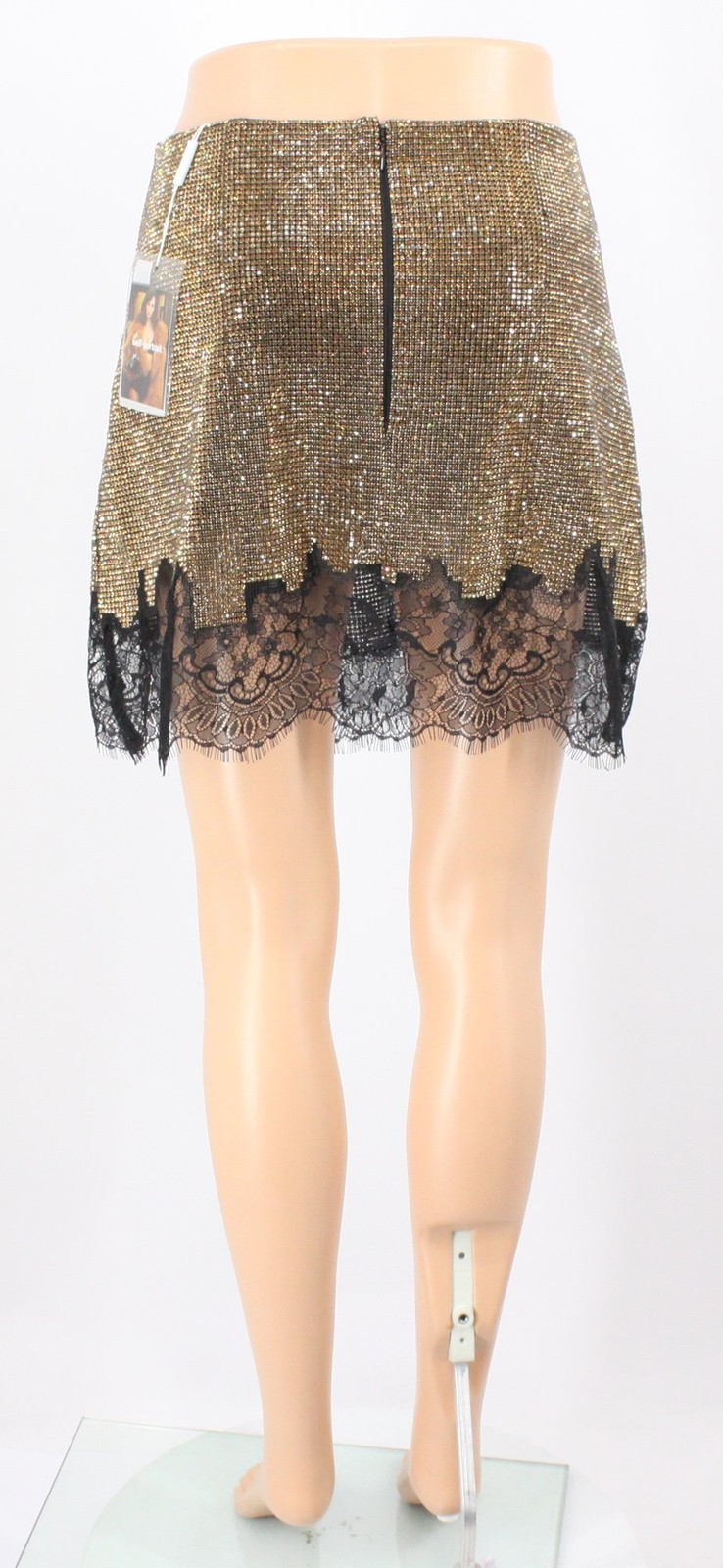 SELF-PORTRAIT WOMENS BROWN CRYSTAL CHAINMAIL MINI SKIRT UK 10 BROWN RRP £400 IB image 3