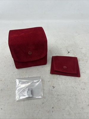 Cartier Red Suede Travel Jewelry Box 3''x3''x2'' With Mini Pouch with links  (103)
