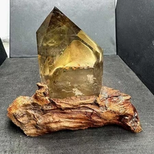 1.68LB Natural Citrine Quartz Obelisk Crystal Tower Point Reiki Decor+Stand