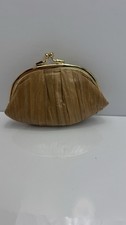 Vintage Carlo Amboldi Genuine Eel Skin Tan Coin Purse Kiss Lock Clutch Korea
