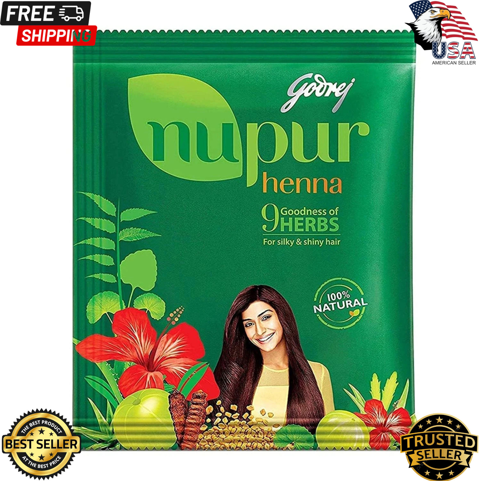Godrej Nupur Henna 500 gram 100% Pure  -  Free Shipping From USA