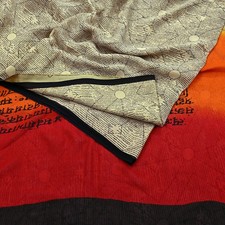 Vintage Beige Sari Pure Georgette Silk Printed Sarees Sewing 6yd Fabric Soft