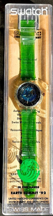 SWATCH VINTAGE SCUBA SWATCH "EARTH SUMMIT 92" NWT COMMEMORATIVE