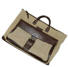 CAMPOMAGGI Borsa tote uomo beige marrone pelle 2 vie made in Italy autentica