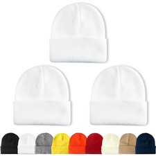NPQQUAN Beanie for Men Women Winter Hats for One Size White white white 3 Packs