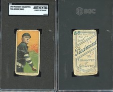 T206 George Davis HOF ~~ SGC Authentic ~~ Piedmont 150 back