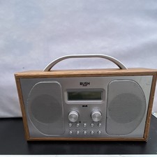 Bush Portable DAB Radio with Carry Handle, Wood Effect Case, Brown/Silver