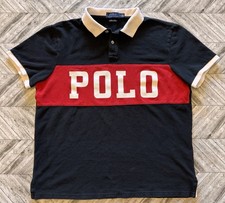 Polo Ralph Lauren Shirt Mens Large Black Slim Spellout Streetwear Y2K Prep