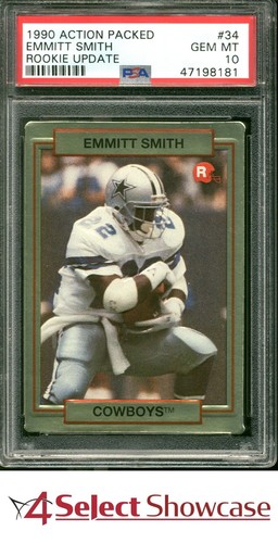 1990 ACTION PACKED ROOKIE UPDATE #34 EMMITT SMITH RC HOF PSA 10
