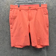 Greg Noram Shorts Men 32 Orange Chino Trouser Knit Polyester Golfer Golf Stretch