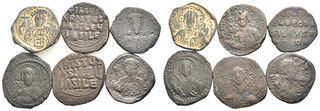 FITZ LOT 6 BYZANTINE BRONZE COINS CONSTANTINOPLE CHRIST BASILEUS ØNON824