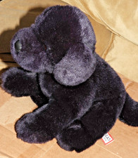 Douglas Cuddle Toys Black Lab Dog Stuffed Animal Plush Red Collar 11"
