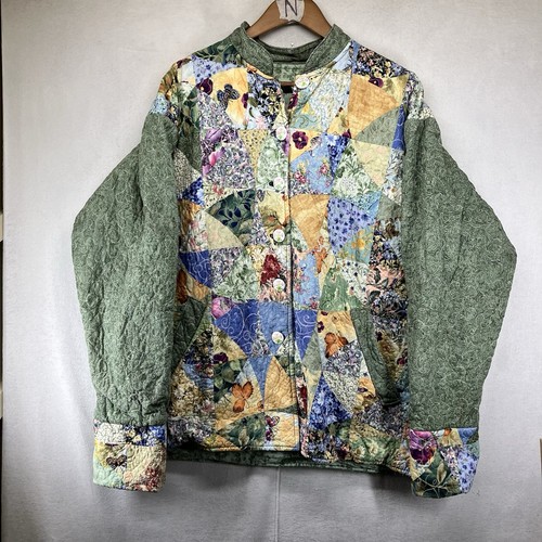Women's Handmade Quilt Jacket XL Button Front Pieced & Quilted 2005 Festival