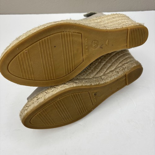 Kanna Anna Cross Front Wedge Espadrille Sandals Taupe Pebbled Leather Size 7 EUC - Picture 14 of 15