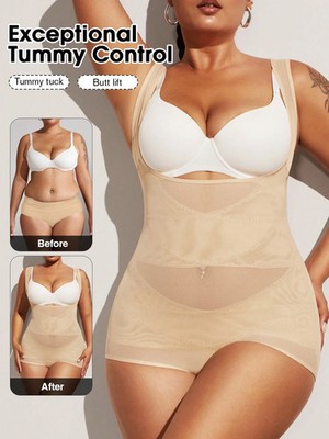 Damen Plus Size Mesh Taillenformer Bodysuit für optimalen Tragekomfort Billig24