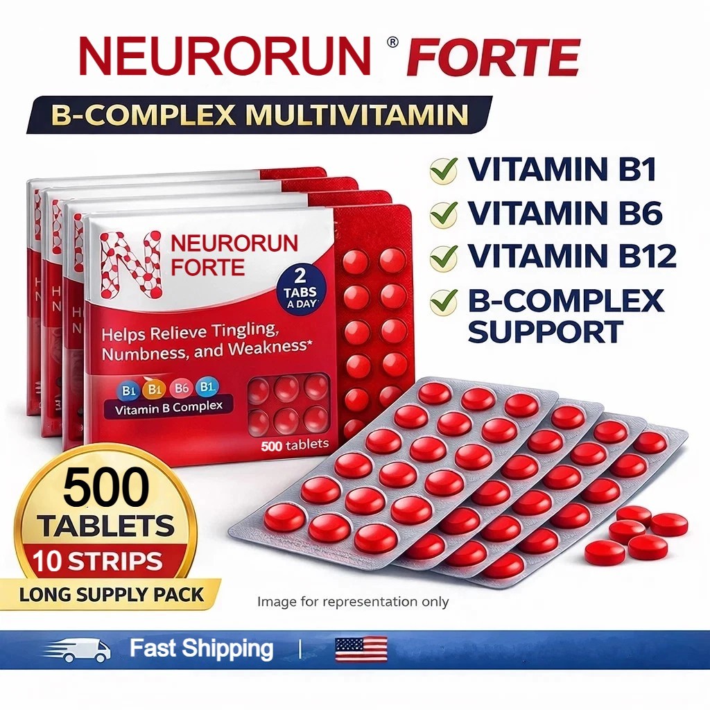 Multivitamin Neurorun Forte B1 B2 B3 B5 B6 B12  B Complex Supplement 500 Tabs