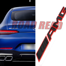 3d For Amg Black Red Letter Badge Rear Trunk Decal Vehicle Emblem For Race Sport