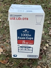 WinCup 8-Oz. H8S Foam Cups, Styrofoam Cups Disposable 1000 ct. White