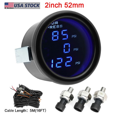 #ad Triple Display Air Pressure Guage LED Digital Air Bag Suspension Gauge 0 220PSI $49.58