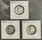 3 1954 D ROOSEVELT DIMES, CIRCULATED, UNGRADED