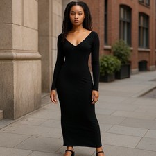 Fashion Nova-Kallan Knit Dress Black NWT