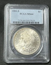 SHARP~1881 S MORGAN S$~90% SILVR~SOLID U.S COLLECTABLE~PCGS MS64~VTG COLLECTABLE