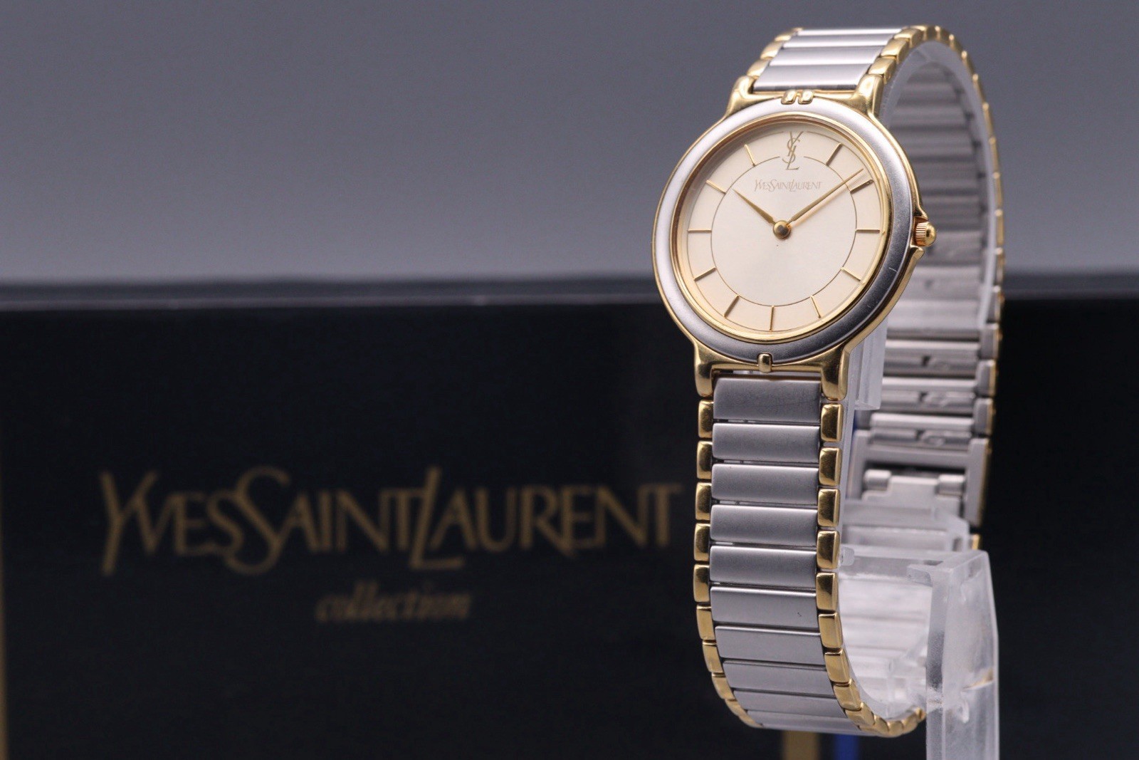 [Near MINT Full Set] YSL Saint Laurent 4620-E62267Y Gold Dial Watch