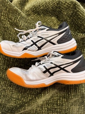 Asics Upcourt 4 Volleyball Court Shoes White Black Orange Womens 6.5