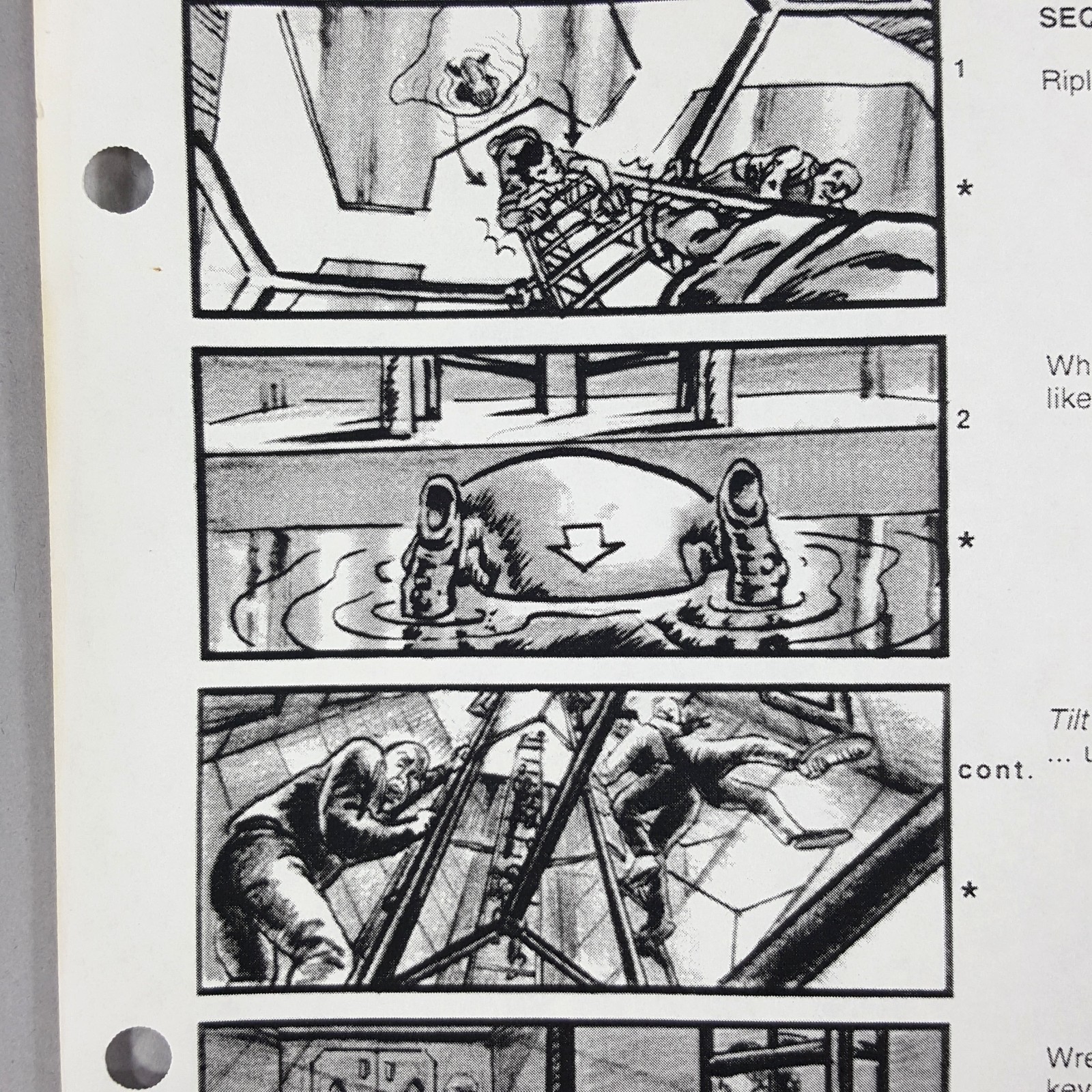 Image 5 of Alien: Resurrection - Production Used Storyboard, Ripley Climbs away from Alien