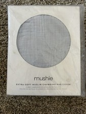 Mushie Extra Soft Muslin Changing Pad Cover Rainbows Neutral Rainbows Blue/gray