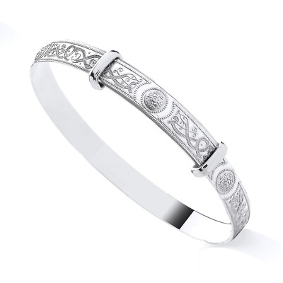 925 Sterling Silber irisch keltisch gemustert erweiterbar Baby Armreif 4 mm für Jungen &