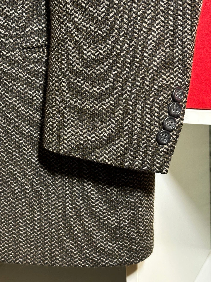 Blazer Hugo Boss Para Hombres 44R Tostado Negro Espiga Chaqueta de Lana Hecha en EE. UU. Foto 3 de 4