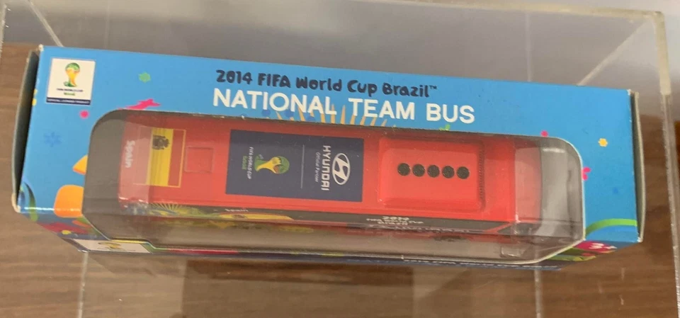 Autobús de la selección nacional hyundai de España, Copa Mundial de la FIFA Brasil 2014, metal fundido a presión, sin usar, en caja Foto 4 de 4