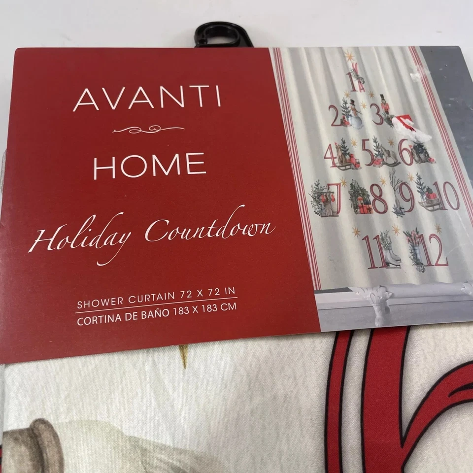 Cortina de ducha de tela Avanti 72x72 en vacaciones cuenta regresiva 12 días nueva con etiquetas Foto 2 de 4