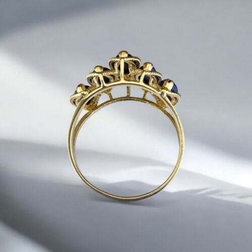 Vintage Estate 14 Karat Yellow Gold Marquise Lapis Lazuli 5 Stone Ring Size 7.5 - Picture 6 of 10