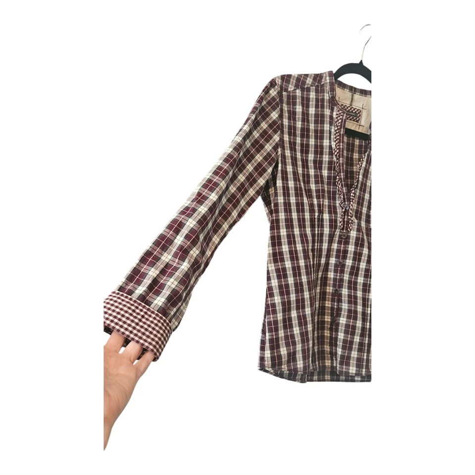 Polo Marc O' para mujer talla 38 EE. UU. mediano a cuadros con botones cuello dividido Foto 3 de 4