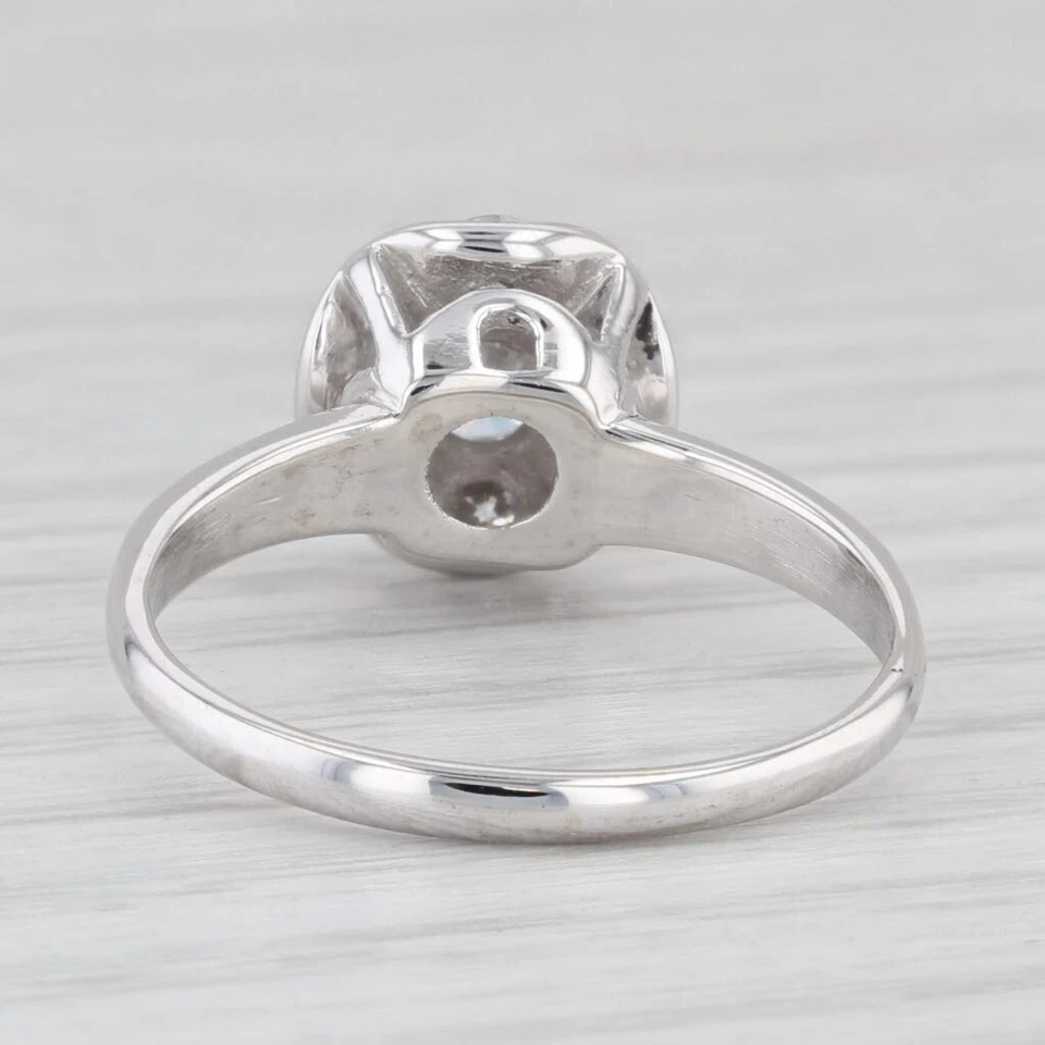 Vintage 0.85ctw Round Diamond Cluster Engagement Ring 14k White Gold Size 8.25 - Image 4 of 4