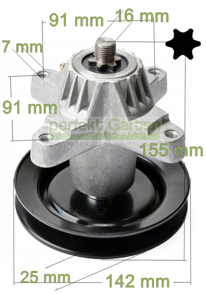 Messerspindel MTD Cub Cadet Gutbrod 618-04474, 618-04474A, 918-04474, 918-04474A - Bild 2 von 3