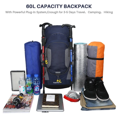 Wasserdichter Rucksack 60L großes Fassungsvermögen Tornister Tasche für Camping Wandern Reisen - Bild 11 von 56