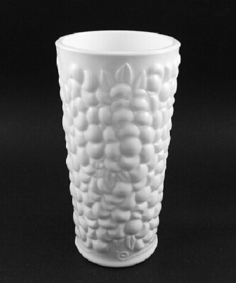 Milk Glass Sculpted Column ''Pebbled'' Vase