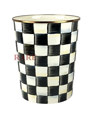 MacKenzie-Childs Courtly Check Enamel Waste Bin Trash Can 9.5'' Tall New No Box